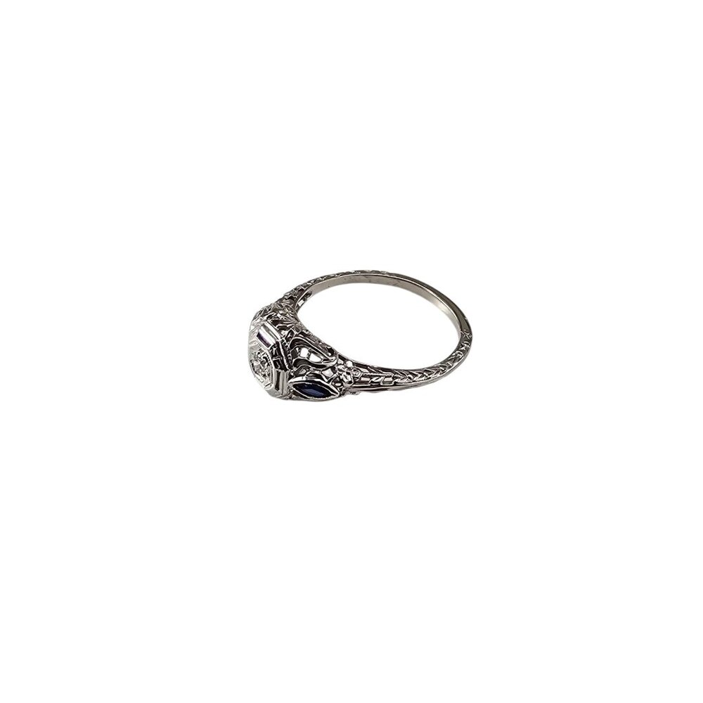 18K White Gold Diamond Art Deco Ring Size 6.5 #23776 - Picture 4 of 8
